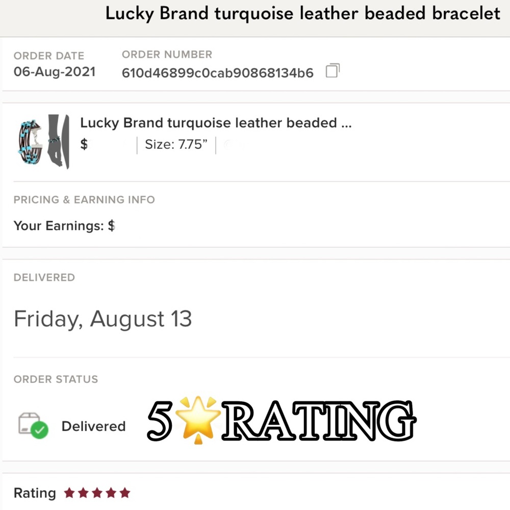 LAST ONE RELISTED UNDER JEWELRY BRACELET Lucky Brand turquoise leather beaded - Picture 4 of 6